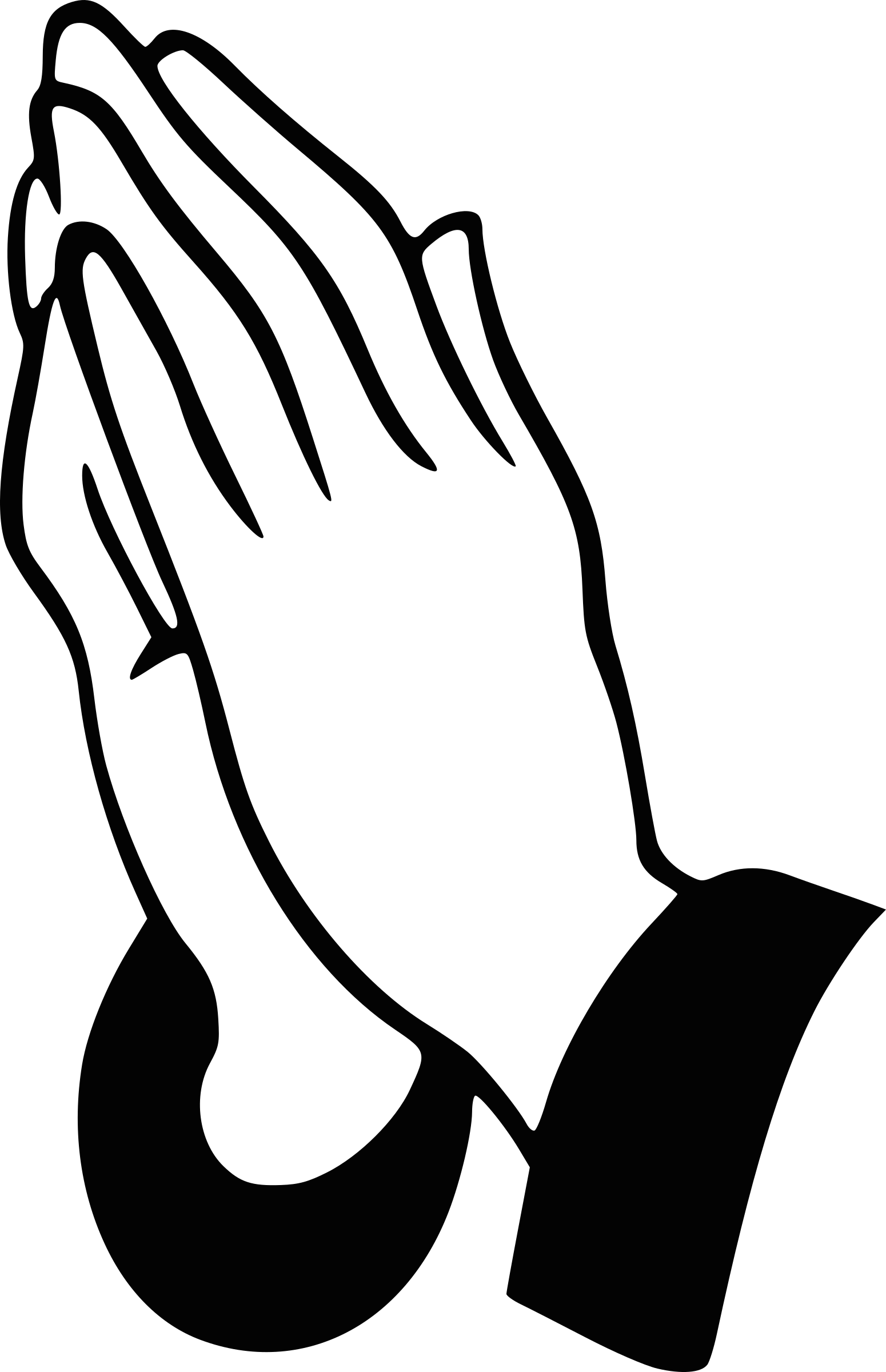 Distraught - Praying Hands Black And White Clipart (1550x2400)
