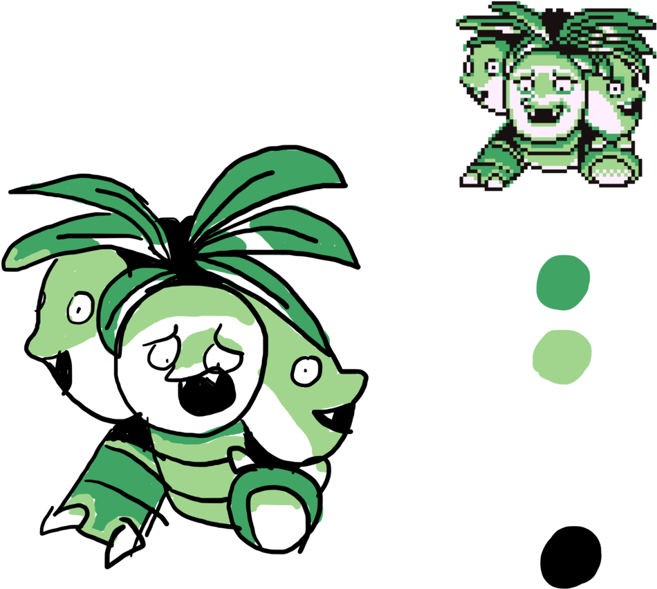 Pokemon Red Blue 103 Exeggutor Redraw - Pokemon Blue Sprites Redrawn (1024x926)