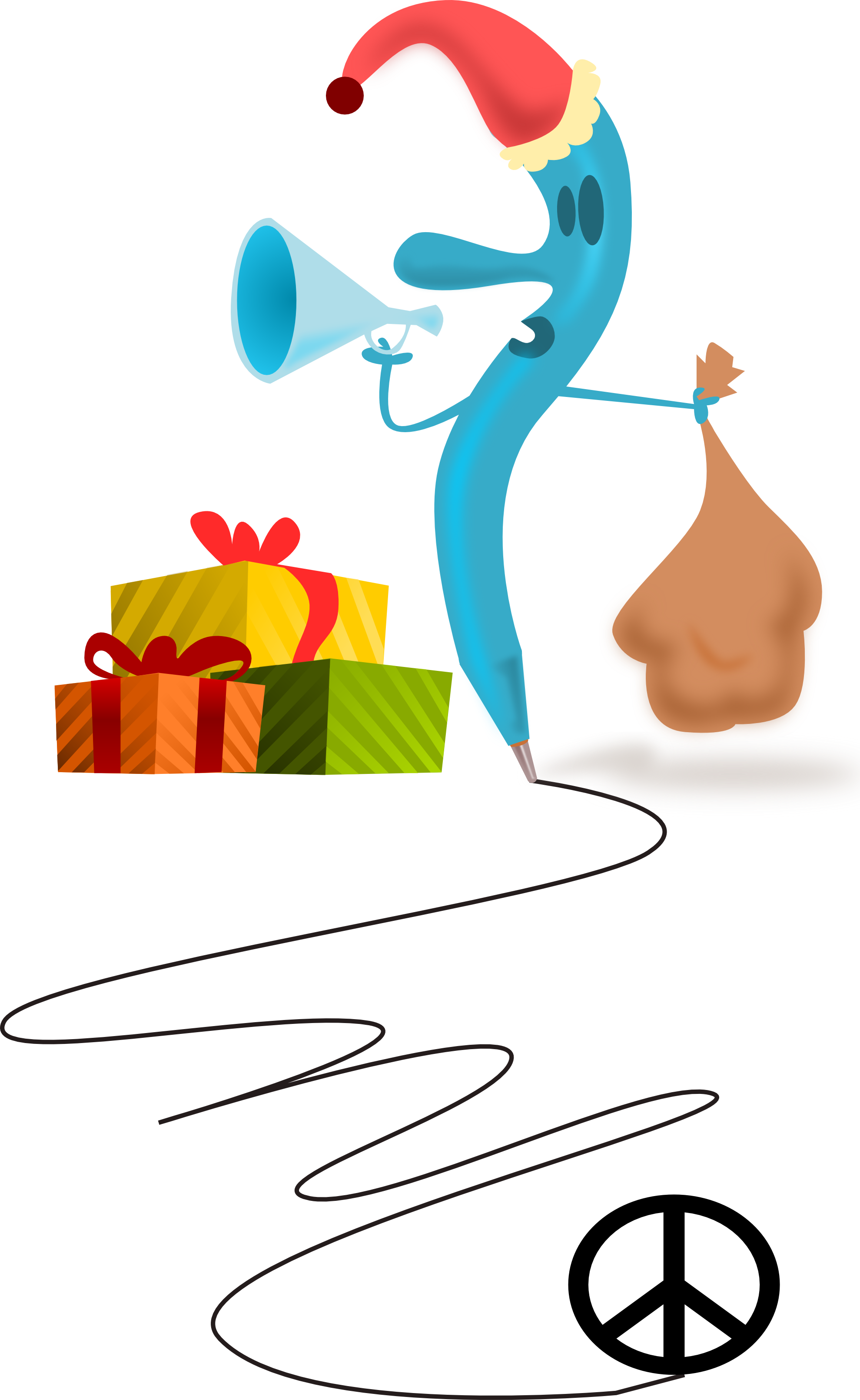 Santa Pen Christmas Xmas Peace Symbol Sign Coloring - Santa Claus (1979x3220)