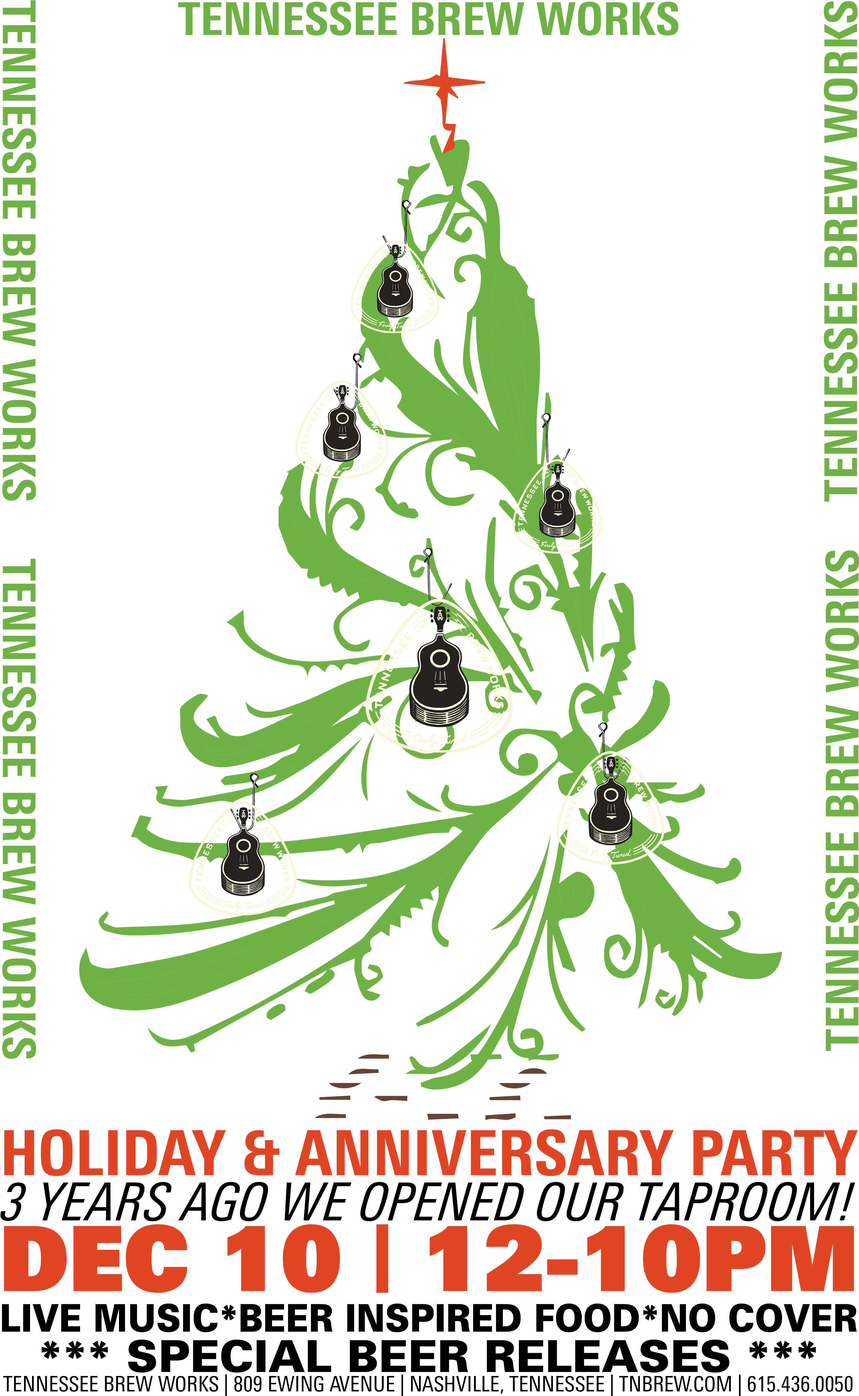 Tennessee Brew Works - Christmas Tree Black Vinyl Wall Art, Size Medium (3063x4893)