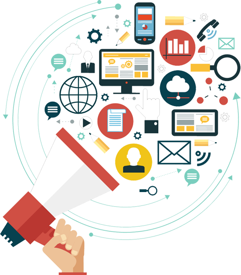 Online Marketing Clipart Degital - Digital Marketing Vector Png (489x557)