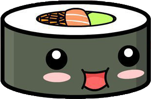 Sushi Drawing Png - Cute Cartoon Sushi Roll (438x516)