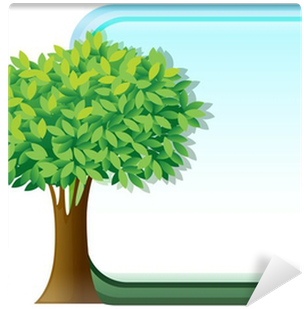Fotomural Un Gran Árbol Verde Junto A Una Plantilla - Children Playground Cartoon (400x400)