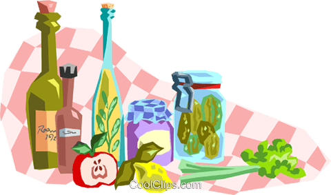 Table Top With Various Foods Royalty Free Vector Clip - Salad Dressing (480x283)