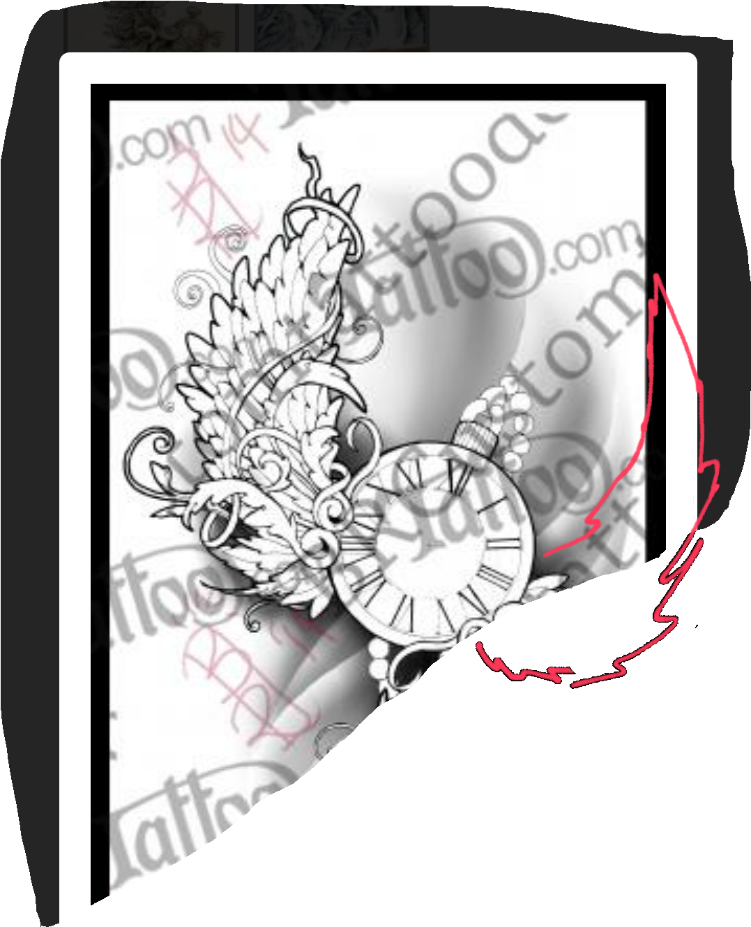 Pocket Watch With Wings But One Wings Different To - Tattoo (1076x1567)