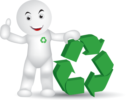 Cartoon Recycle Guy For Background, Helen - Recycling Hero (446x348)