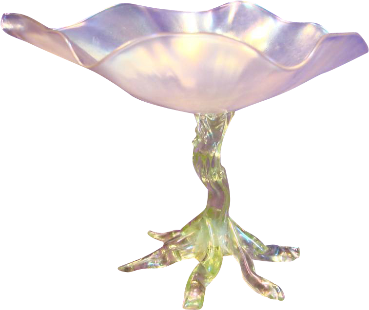 English John Walsh Walsh Art Glass Iridescent Tazza - Ruby Lane (756x756)