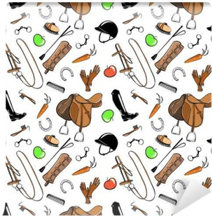 Seamless Pattern With Snaffle, Bit, Hat, Bridle, Saddle, - Equestrianism (400x400)