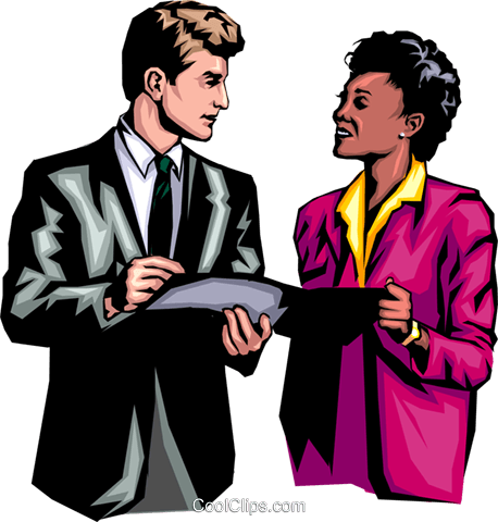 Man & Woman Discussing Royalty Free Vector Clip Art - Diversity In The Workplace (458x480)