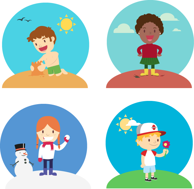 Season Child Clip Art - 四季 卡通 (663x648)
