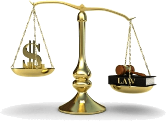 Reasonable Fees - Scales Of Justice With Money (625x464)