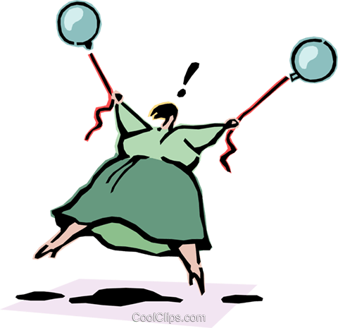 Woman Holding Balloons Royalty Free Vector Clip Art - Woman Holding Balloons Royalty Free Vector Clip Art (480x465)