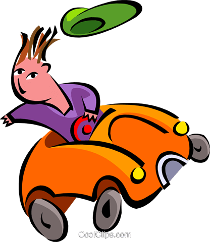 Car Driver Losing Hat Royalty Free Vector Clip Art - Fast Driver (416x480)