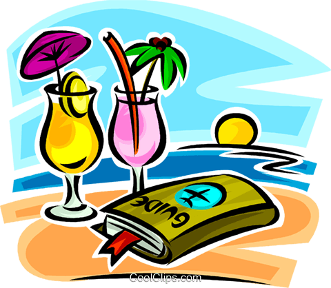 Clip Art Travel Guide And Cocktails On The Beach Royalty - Travel Guide Clipart (480x418)