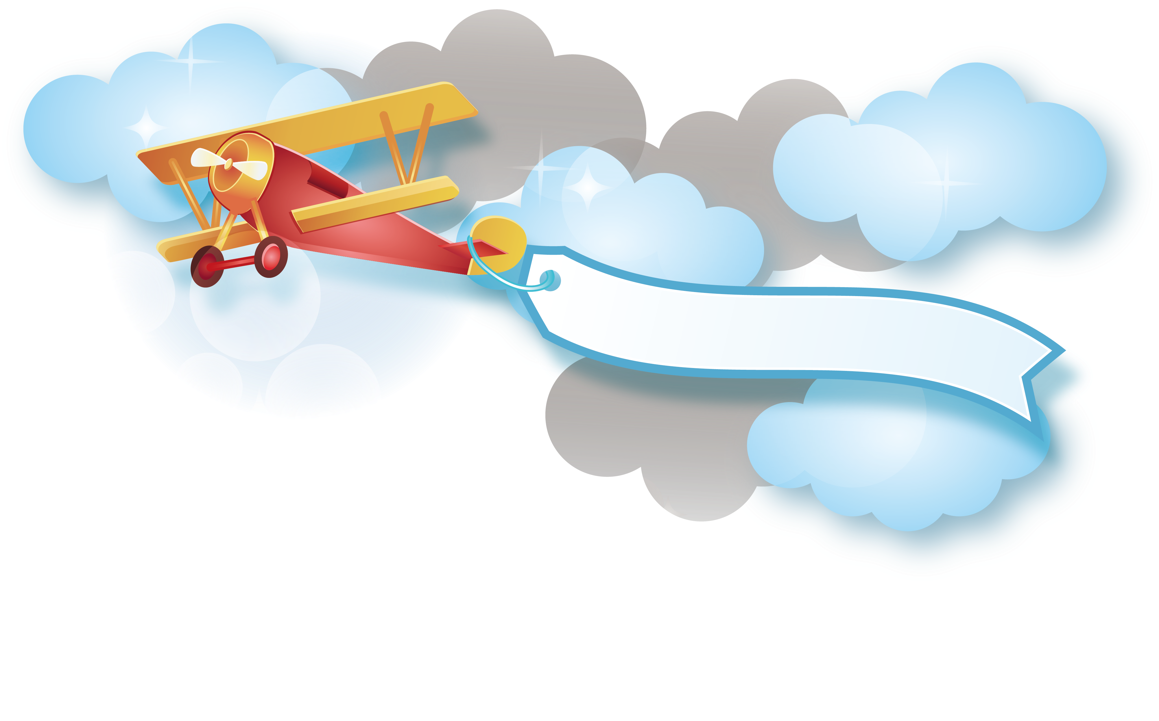 Red Plane Vector - Cartoon Airplane With Banner Png - (4047x2515) Png Clipa...