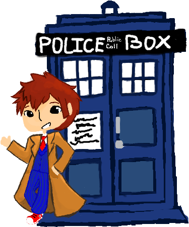 Chibi Doctor And The Tardis Digital By Thecherrygoldfish - Doctor Who Tardis Doodle (502x633)