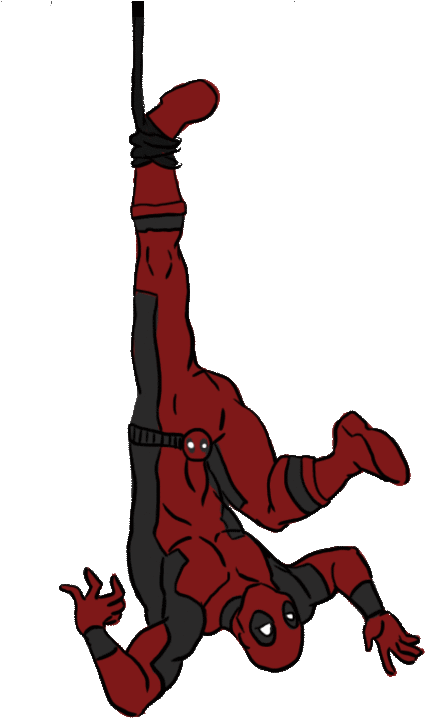 Deadpoolgif - Deadpool Hanging (464x750)