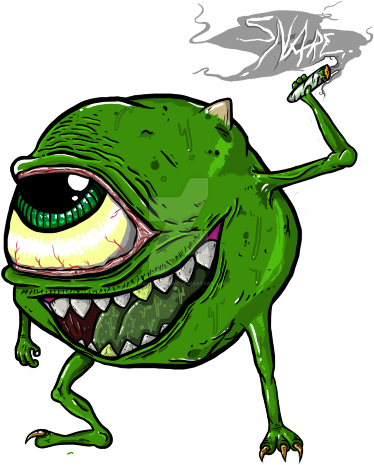 Mike Wazowski - Weed Cartoon Png (1024x1289)