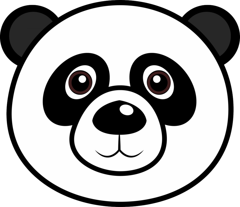 Cute Cartoon Panda Head - Panda Line Drawing (962x830)