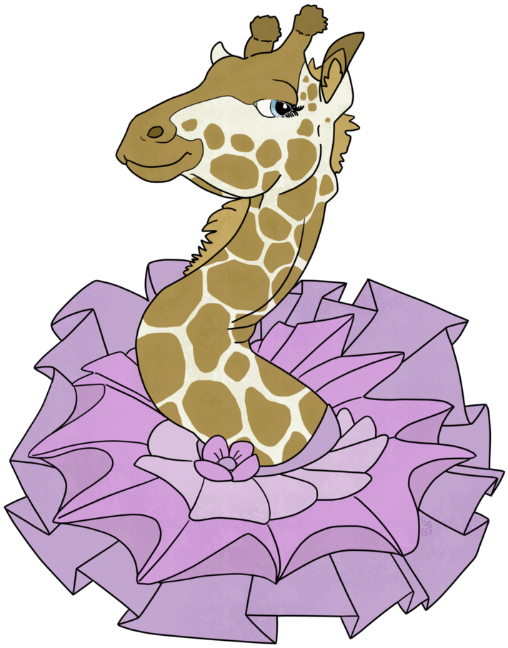 Tutu Giraffe Bust By Lion And Goldfish - Illustration (755x1057)
