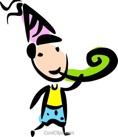 Geburtstagskind Und Noise Maker Vektor Clipart Bild - Geburtstagskind Und Noise Maker Vektor Clipart Bild (411x480)