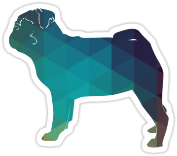 Pug Toy Breed Dog Colorful Geometric Pattern Silouhette - Schipperke (375x360)
