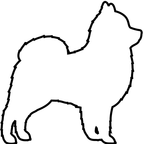 Pomeranian Rubber Stamp - Outline Of A Pomeranian (600x600)