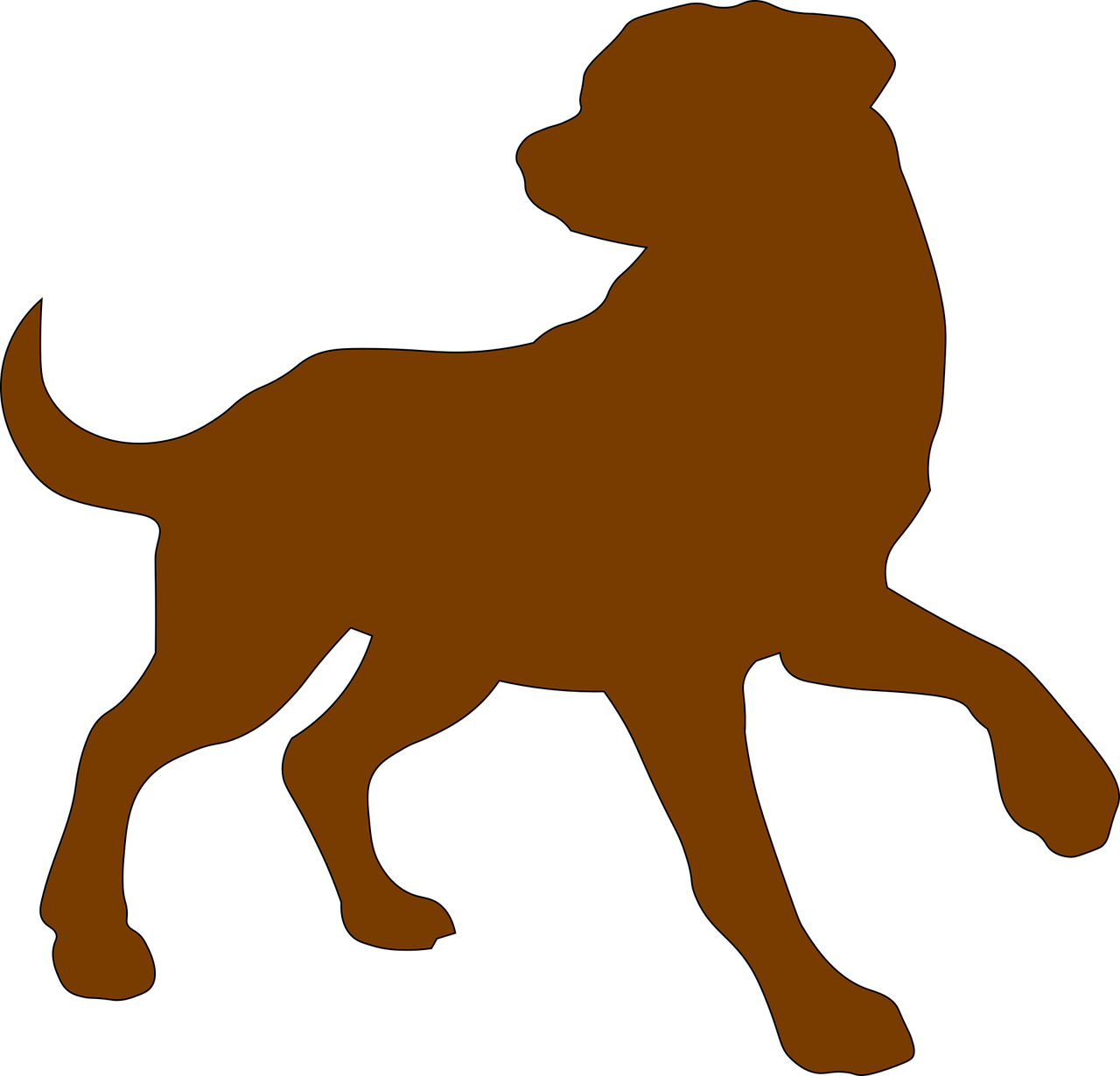 Dog, Brown, Outline, Domestic, Animal, Pet, Canine - Dog Outline Png (1280x1230)