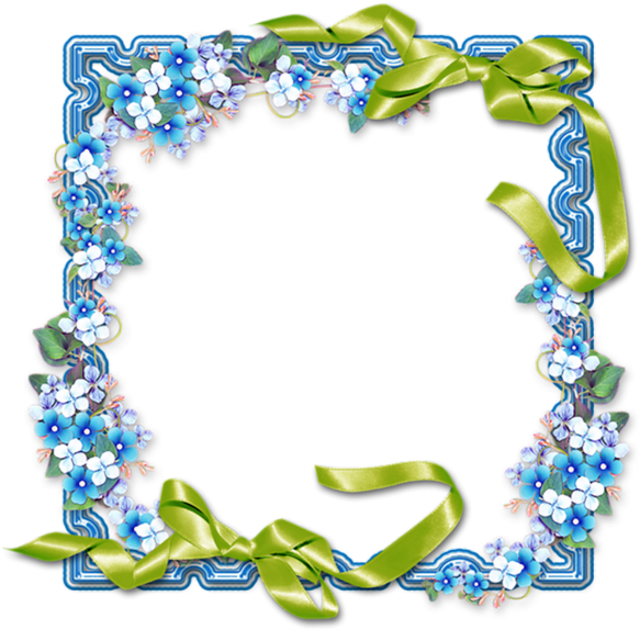 Scrapbooking - Blue Transparent Png Flower Frame (600x600)