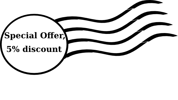 Discount Stamp Clip Art - Line Art (600x339)