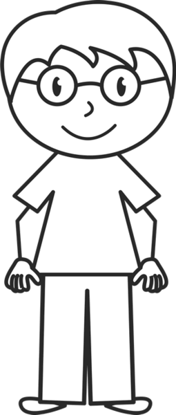 Boy With Messy Hair And Glasses Stamp - Stick Figure With Glasses (255x600)