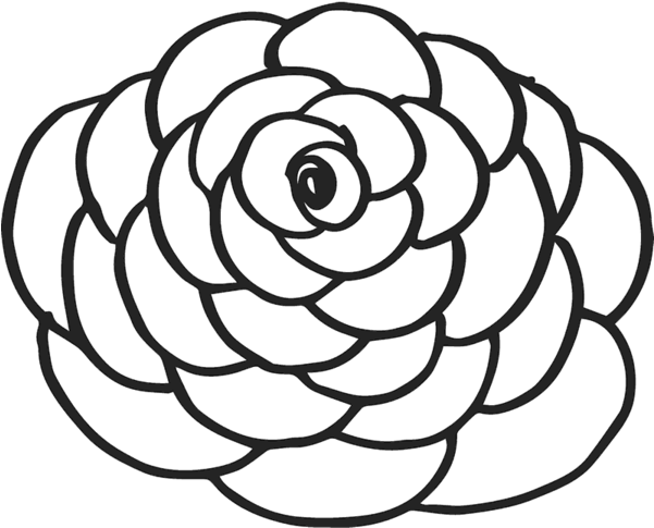 Carnation Outline Rubber Stamp - Line Art (600x600)