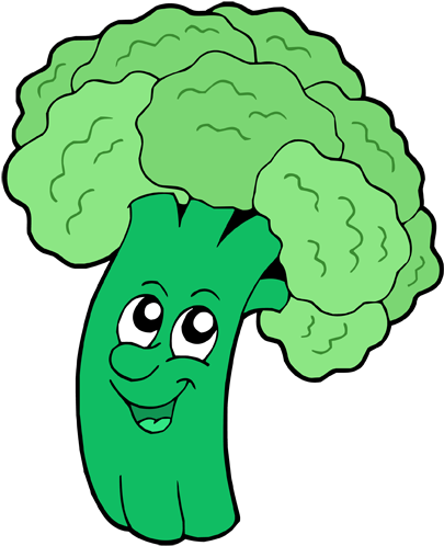 Funny Broccoli - Healthy Food Cartoon (411x500)