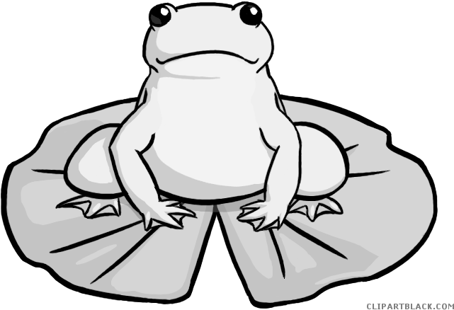 Frog On Lily Pad Animal Free Black White Clipart Images - Frog On Lily Pad Drawing (683x458)