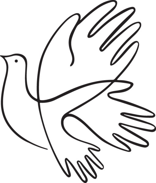 Vector Eps Clipart, Dove Illustration With Hands Copyright - Line Art (510x600)