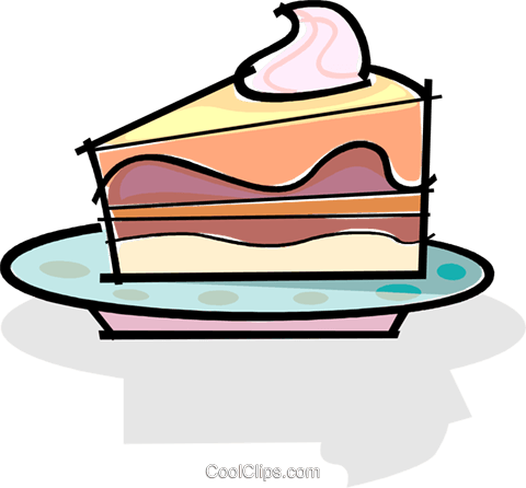 Slice Of Cake On A Plate Royalty Free Vector Clip Art - Slice Of Cake Clip Art (480x446)