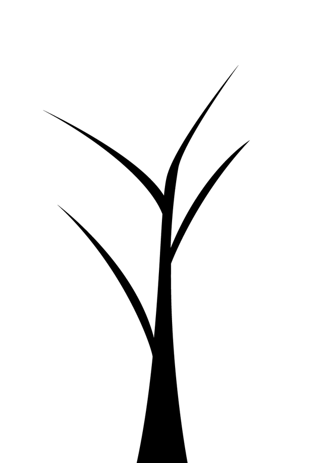 Twig Black And White Plant Stem Leaf Pattern - Line Art (650x918)