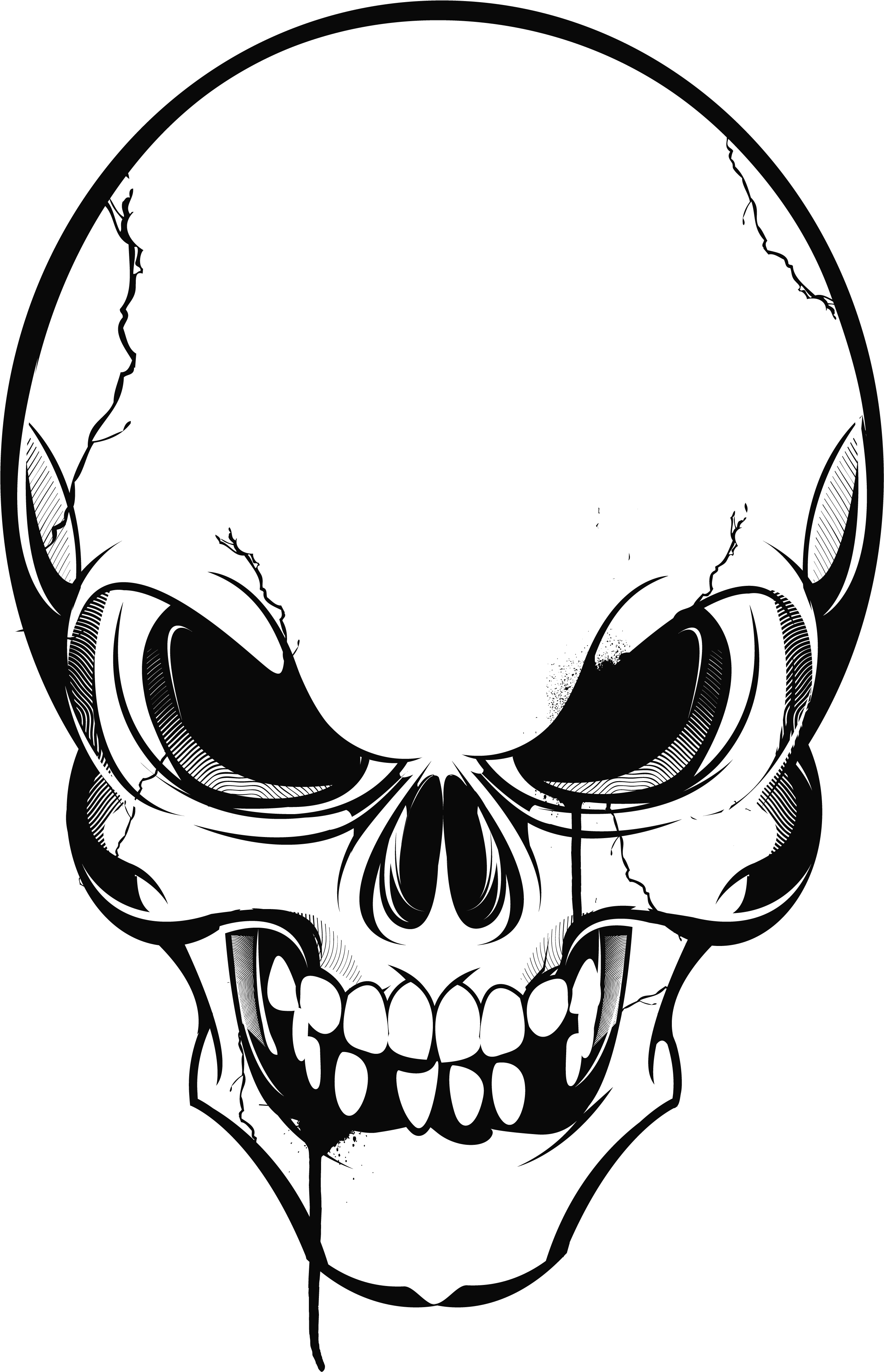 Calavera Skull Drawing Clip Art - Angry Skull Vector (2473x3840)
