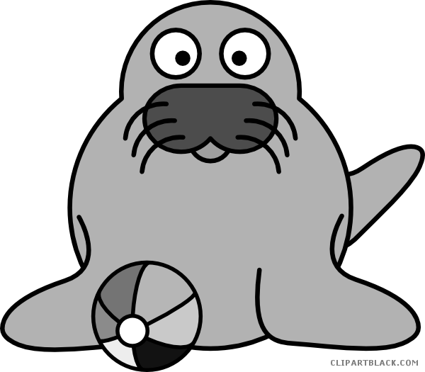 Seal Animal Free Black White Clipart Images Clipartblack - Clip Art (600x525)
