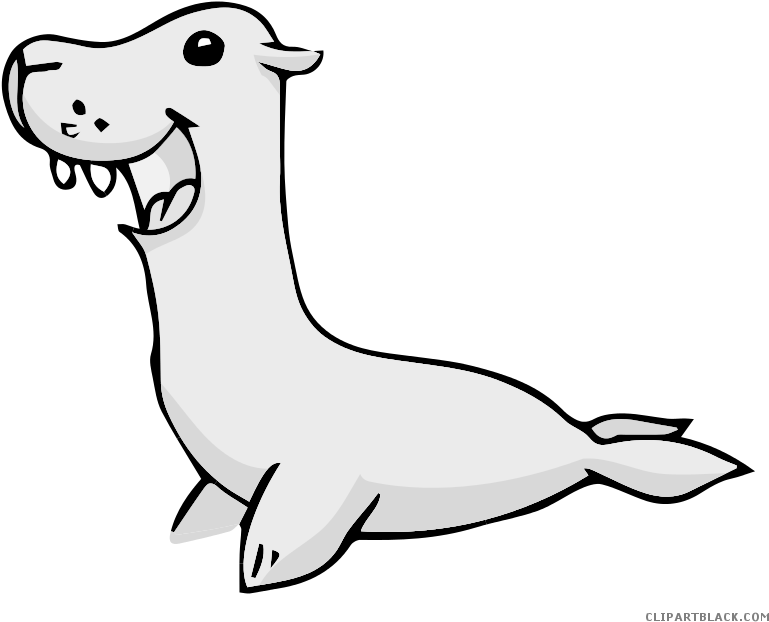 Seal Animal Free Black White Clipart Images Clipartblack - Glückliches Graues/graues Cartoon-siegel, Das Zu Grußkarte (800x688)