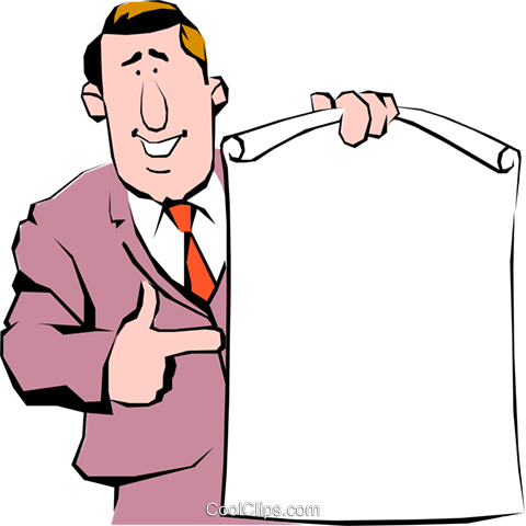 Cartoon Man With Announcement Royalty Free Vector Clip - Cartoon Man (480x480)