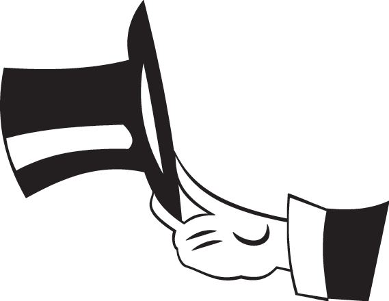Cat In The Hat And The Sea - Magic Show Clip Art Black And White (569x440)