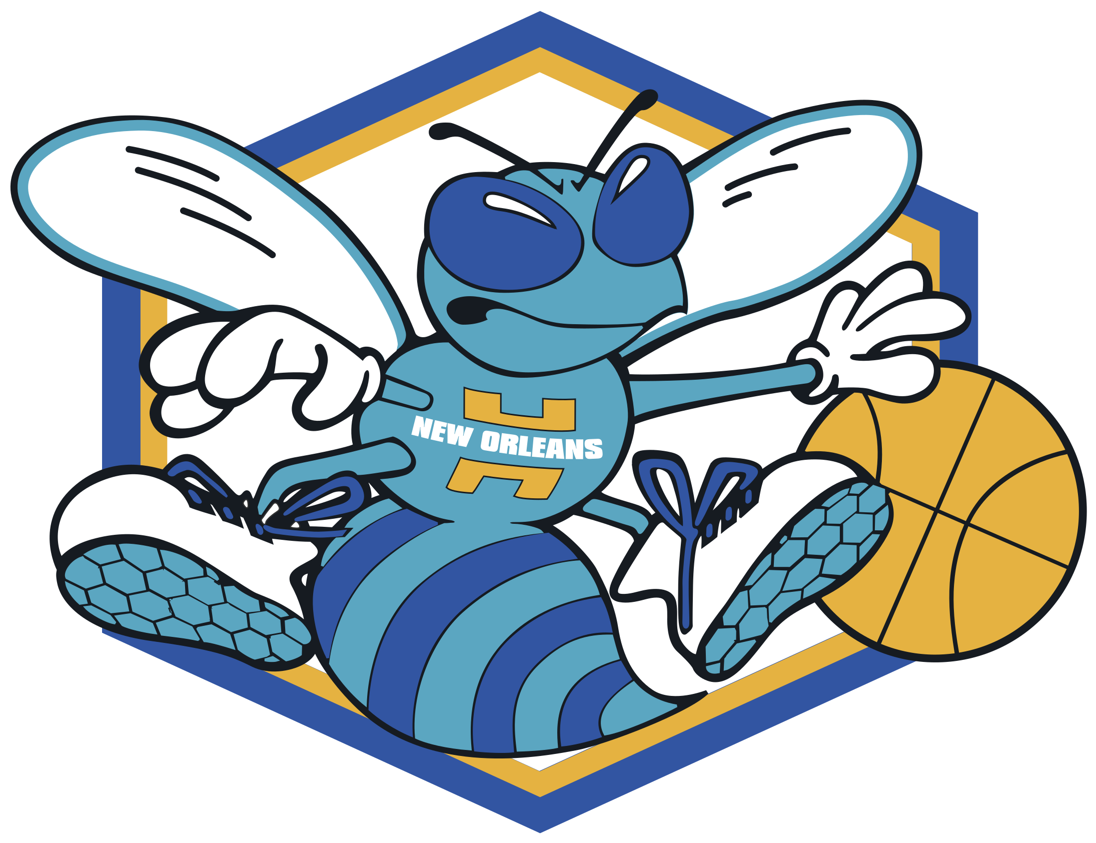 New Orleans Hornets Logo Logo Black And White - New Orleans Hornets Logo (2400x2400)