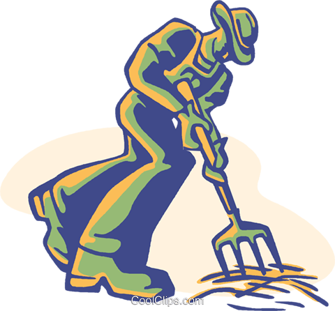 Farmer, Digging Royalty Free Vector Clip Art Illustration - Farmer Clip Art (757x700)