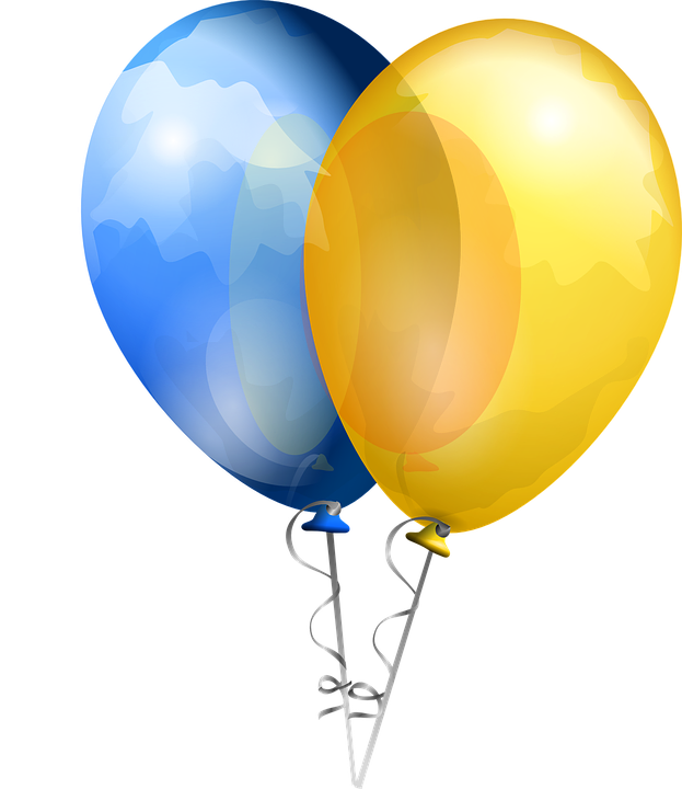 Blue And Yellow Balloons Png (623x720)