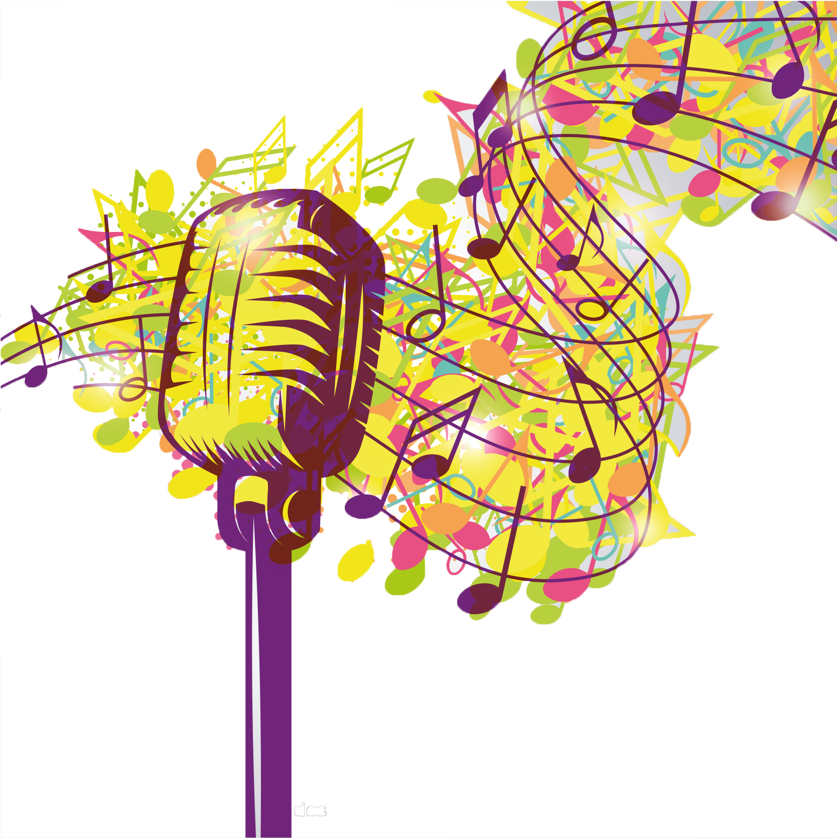 Microphone Music 1980s - Colorful Retro Microphone Music Not Shower Curtain (1996x2023)