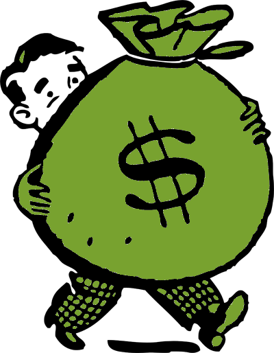Cartoon Man Holding Money Bag Greendark Cove Street - Bag Of Money Clipart (400x514)