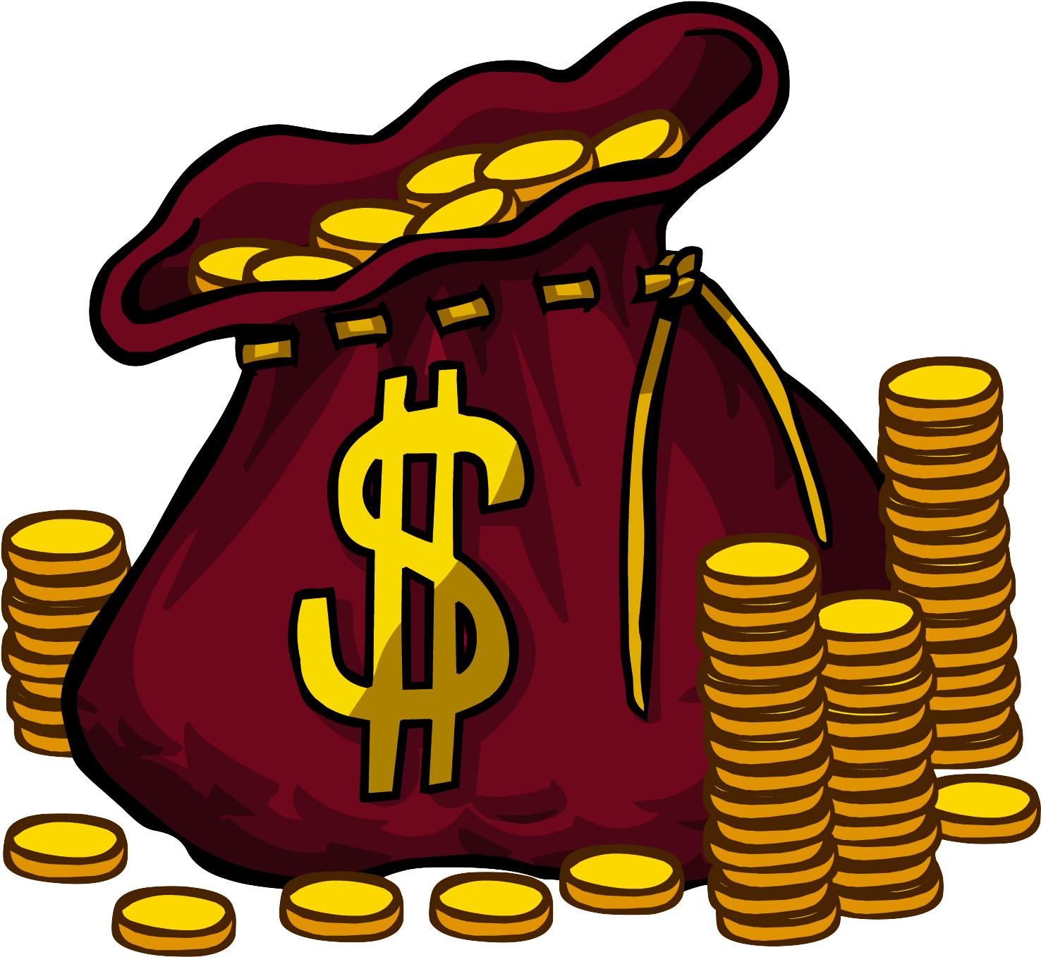 Cartoon Money Bag Vector Economics Economic Performance - Club Penguin Codes (1585x1416)