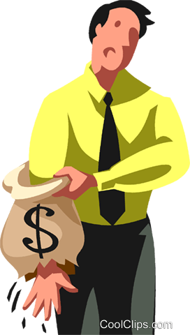 Man With His Hand Through A Money Bag Royalty Free - Cartoon (272x480)