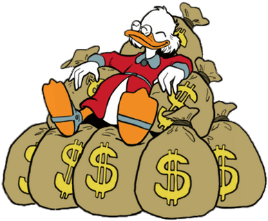 Ducktales Scrooge Mcduck Lying On Money Bags - Scrooge Mcduck Money Bags (400x400)